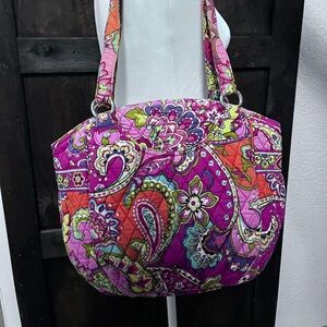 Vera Bradley Pink and Orange Shoulder Bag with Paisley Pattern